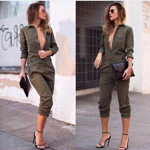 Women's Sexy Vintage Army Green  Romper Jumpsuit