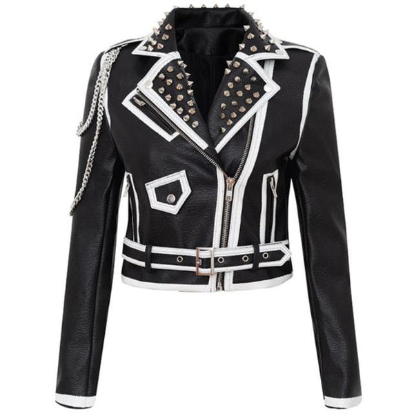 Women's Punk Rock Leather Jacket Plus Sizes Available